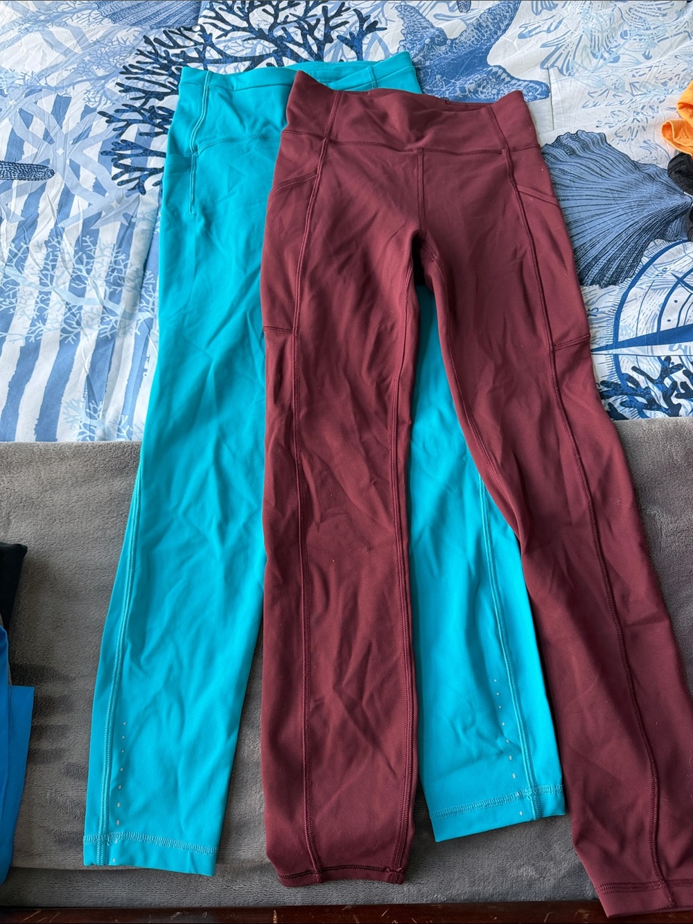 lululemon athletica Kids' Leggings in Teal and Maroon